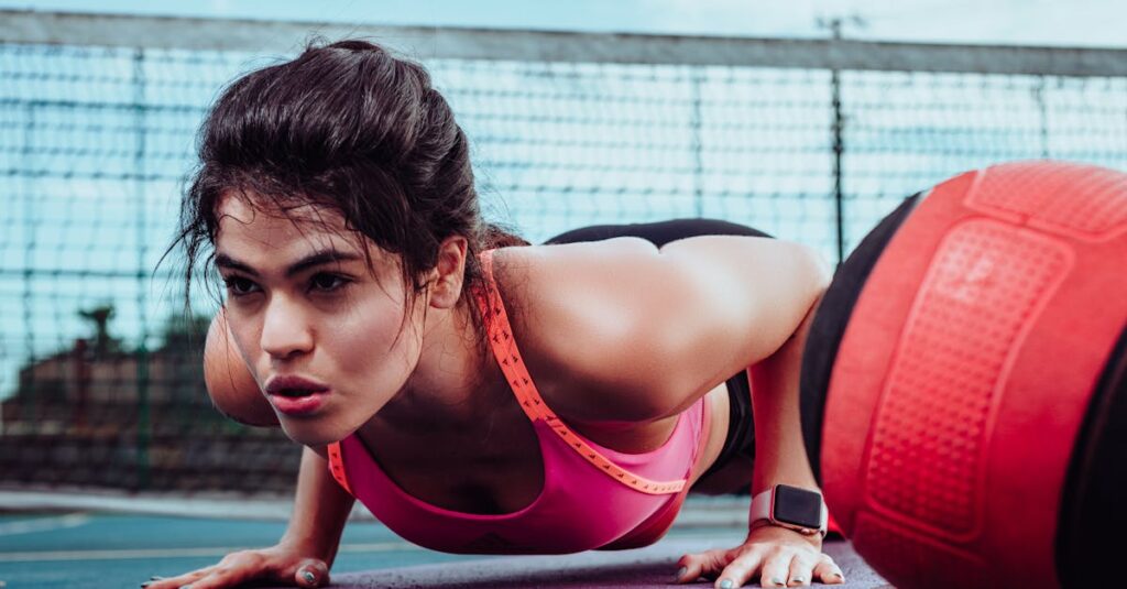 トランポリンダイエットで感じた意外な健康効果（メンタル安定・肩こり解消など）を表現したイメージ画像。