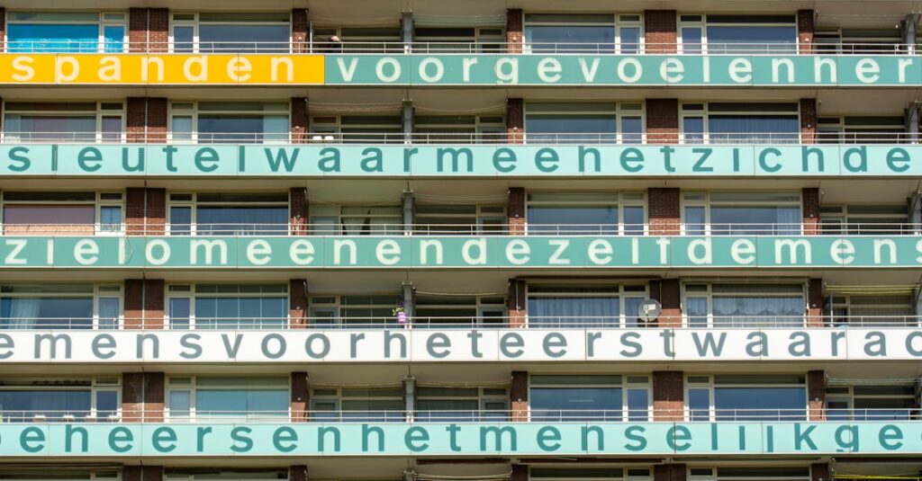 集合住宅でトランポリンの音に配慮し、下階の住人とコミュニケーションを取る家族の様子