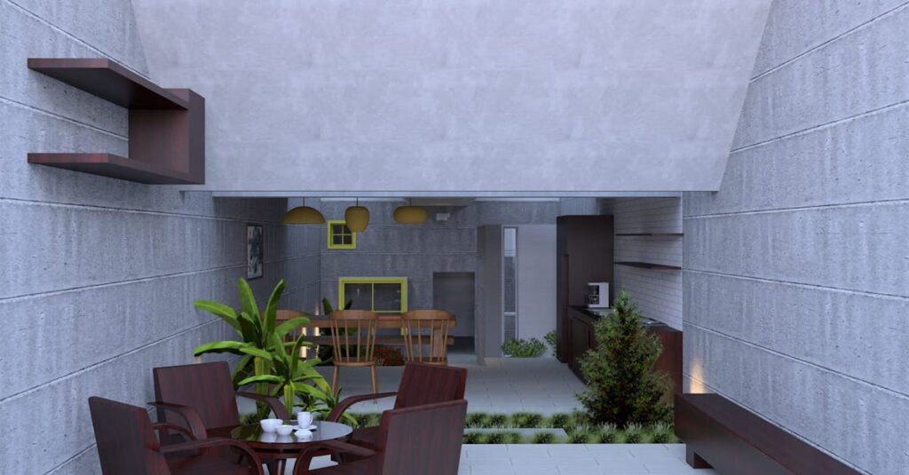 アイリスオーヤマの木目調EVA防音マットをリビングに敷いた使用イメージ。トランポリンの下で静音効果を発揮している様子