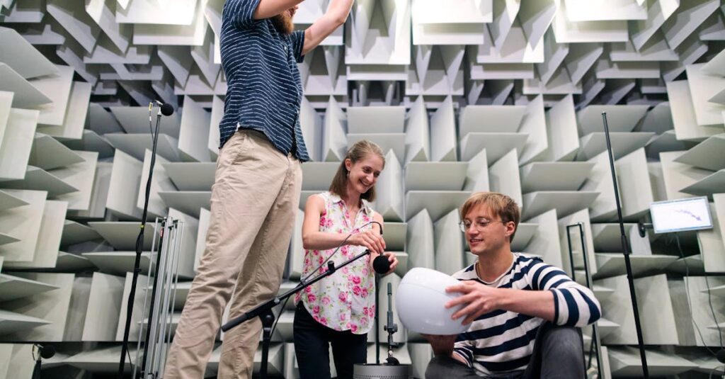 階下の住民に丁寧に防音対策を説明する親の様子