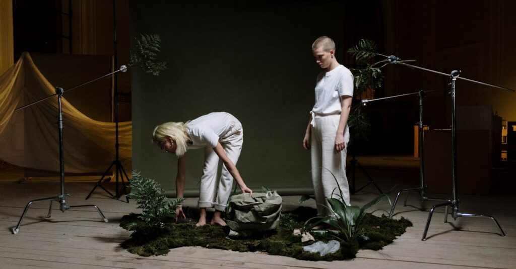 フローリングの上にEVA防音マットを敷いてトランポリンの脚による傷や凹みを防ぐ様子