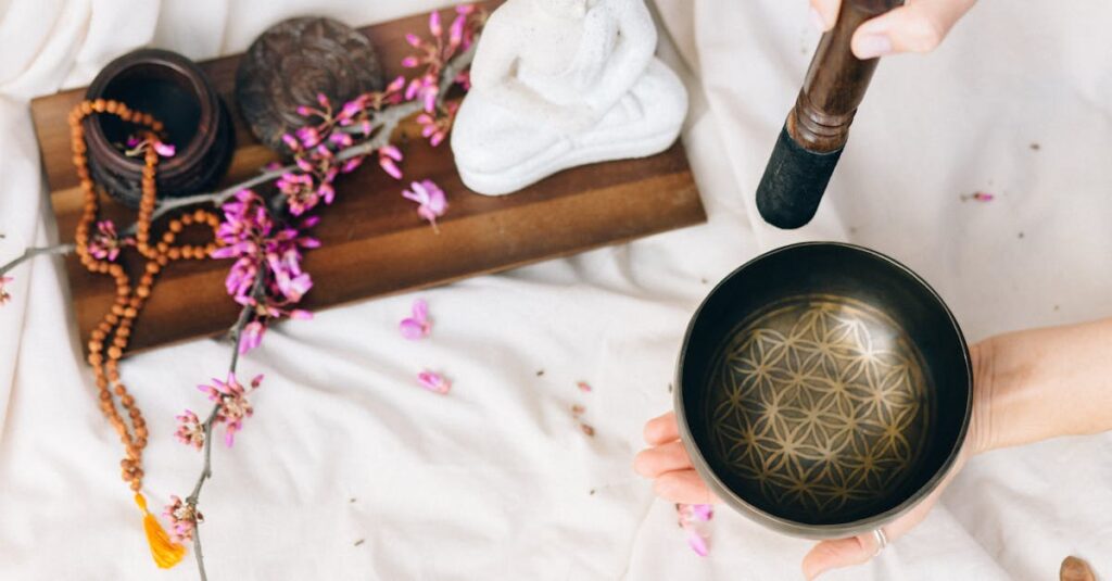 山善の高密度ラバーとEVAの二重構造防音マットをトランポリンの下に敷いた写真。防振構造が強調されている