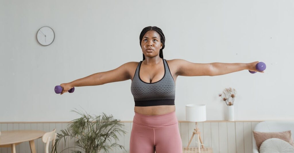 短時間でできるトランポリン運動を取り入れている忙しい女性。時短ダイエットの雰囲気が伝わる画像。