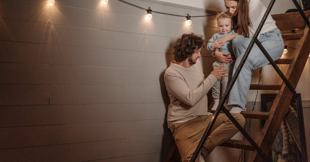 家族が室内で安全にトランポリンを楽しむための床保護と快適な環境のイメージ